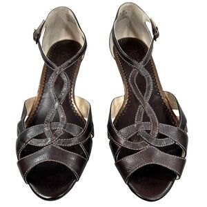 Clarks Artisan Korbin Dark Brown Leather Sandals Shoes Size 7.5